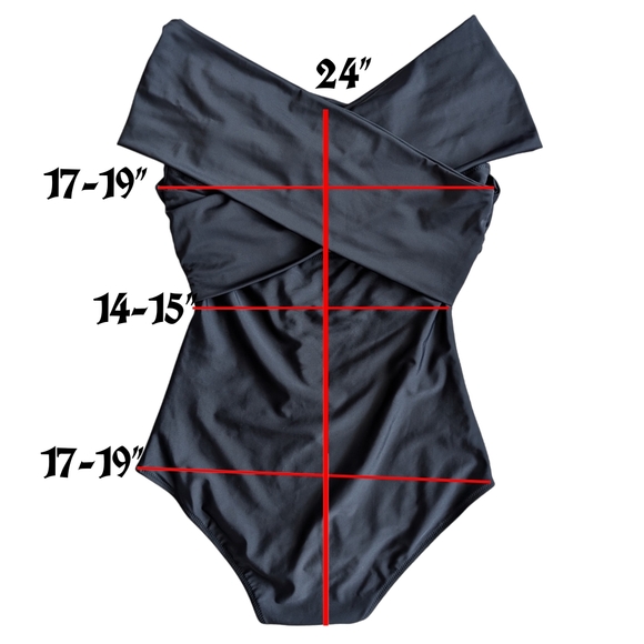 Cupshe NWOT Black Womens Medium Drop wrap Shoulder One Piece Swim Suit Body Suit - Picture 5 of 5